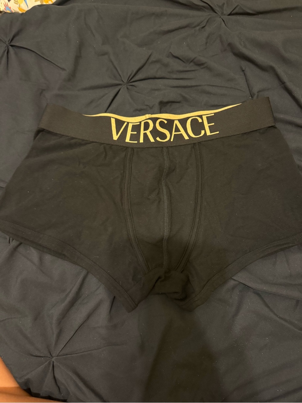 Versace Black Boxer Briefs with Gold Logo Waistband